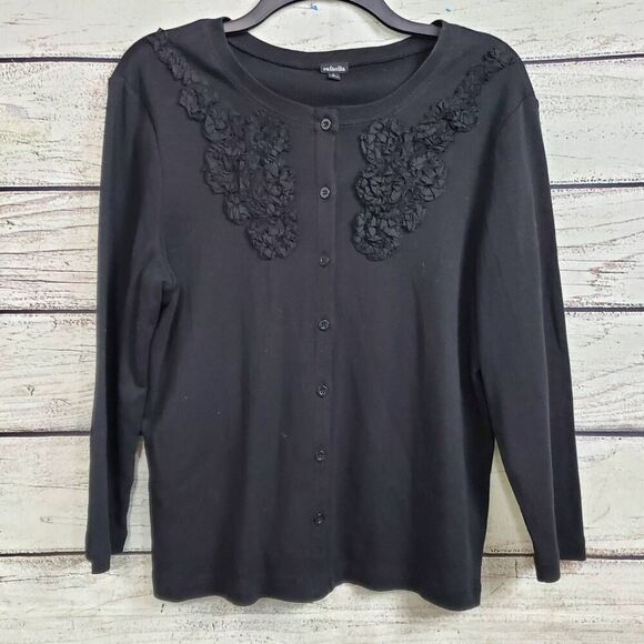 Rafaella Large Black Cardigan Sweater - Picture 1 of 6